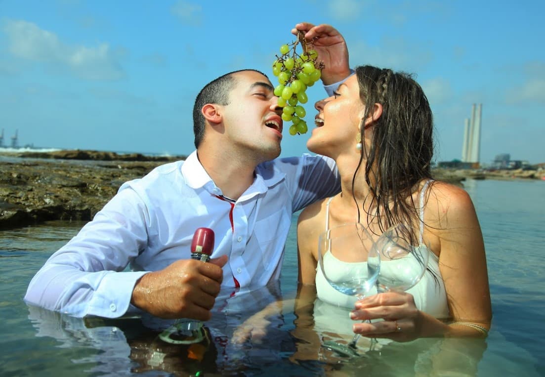 Romantic couple portrait outdoors