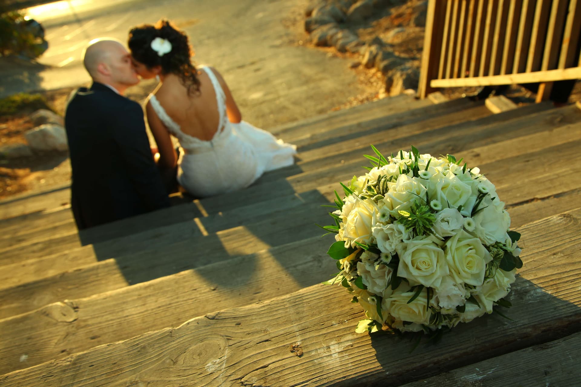 Romantic couple portrait wide landscape format