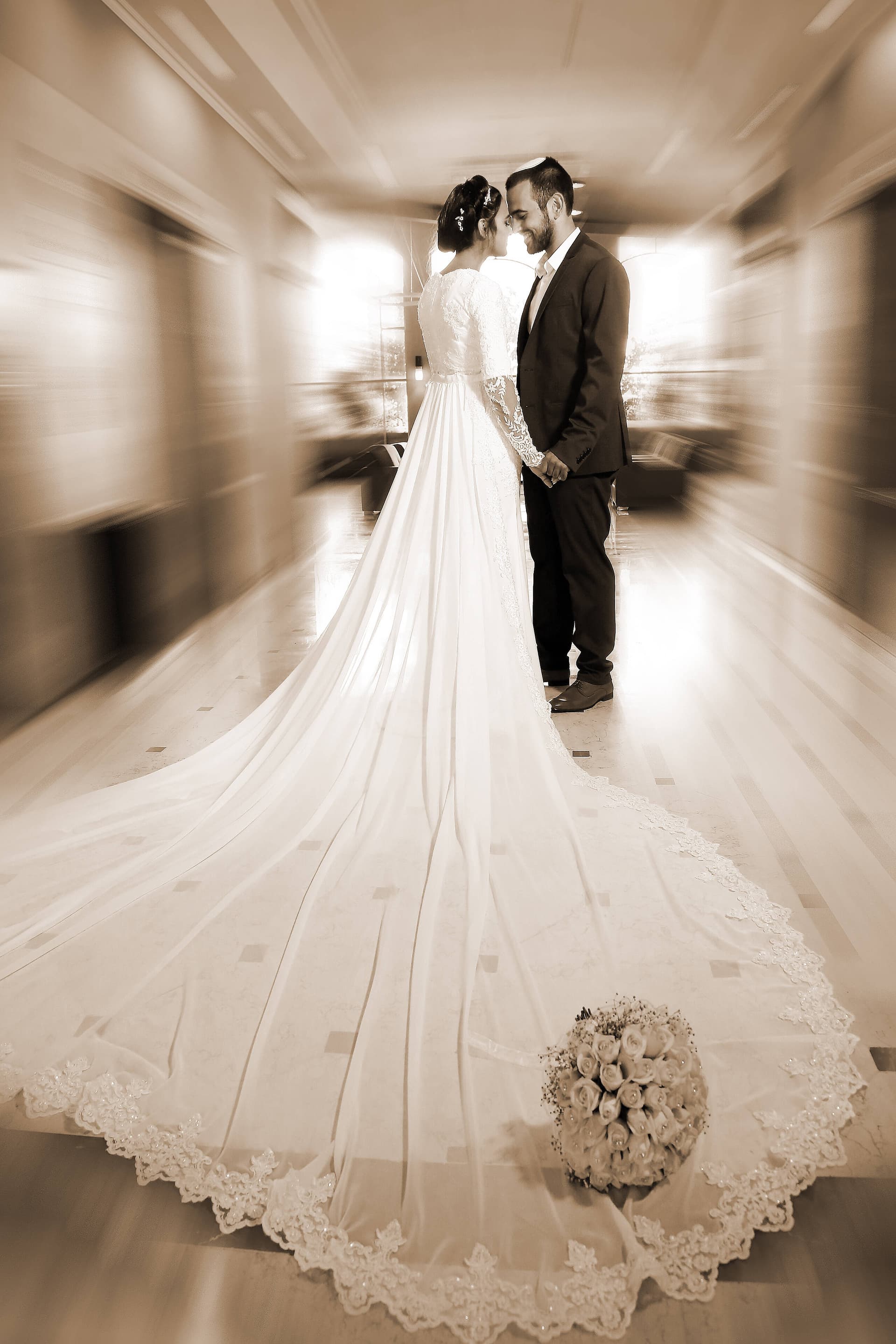 Romantic couple portrait vertical composition